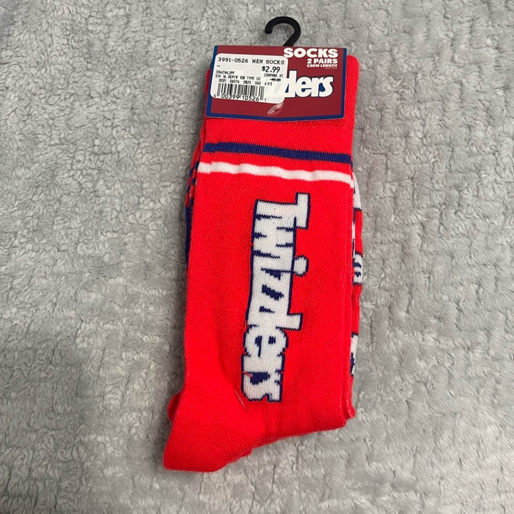 New Twizzlers Socks Crew Length Socks Size Large 
2 pair